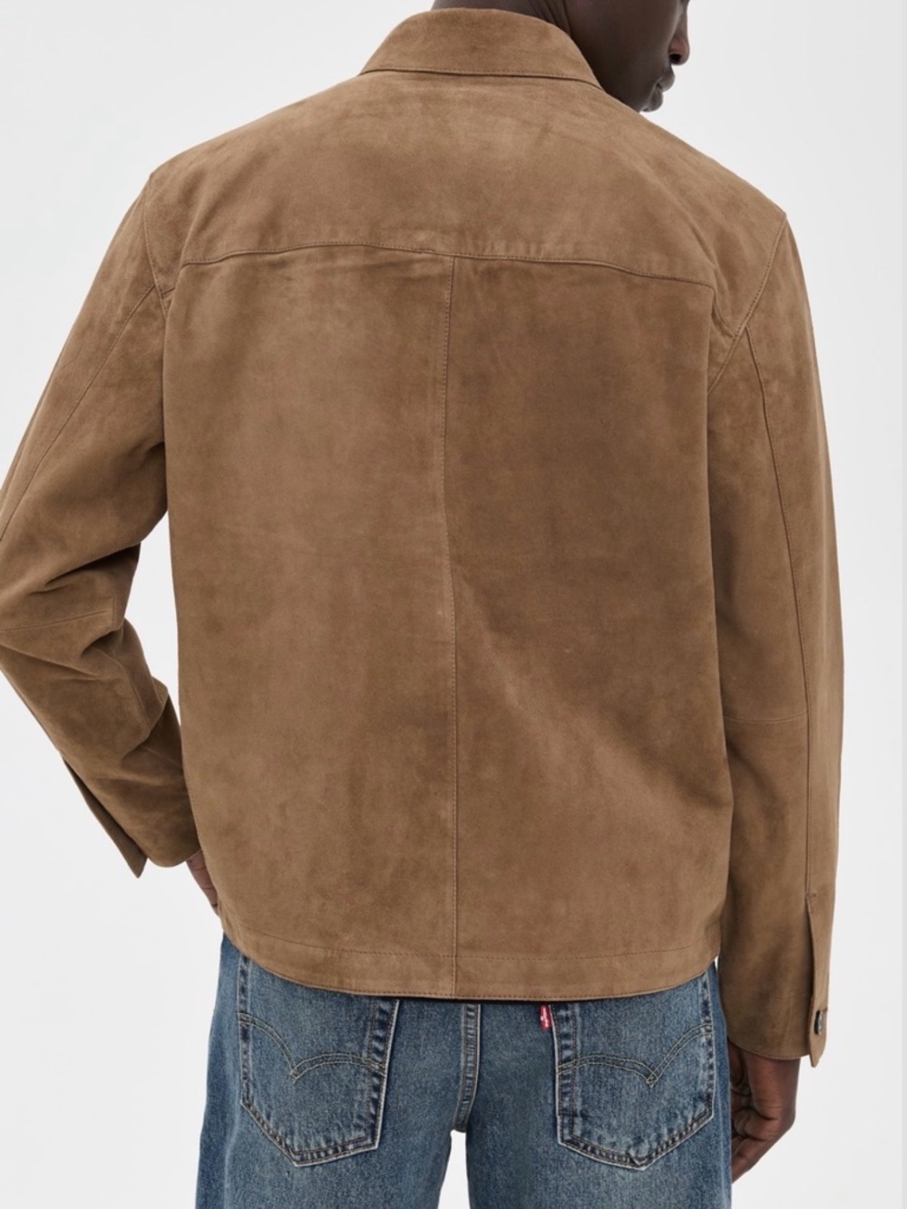 100% Napa Suede Tan Leather Jacket - Picture 3 of 9